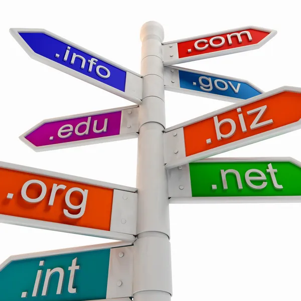 Colourful URL Signpost Shows WWW. Addresses — Stock Photo, Image