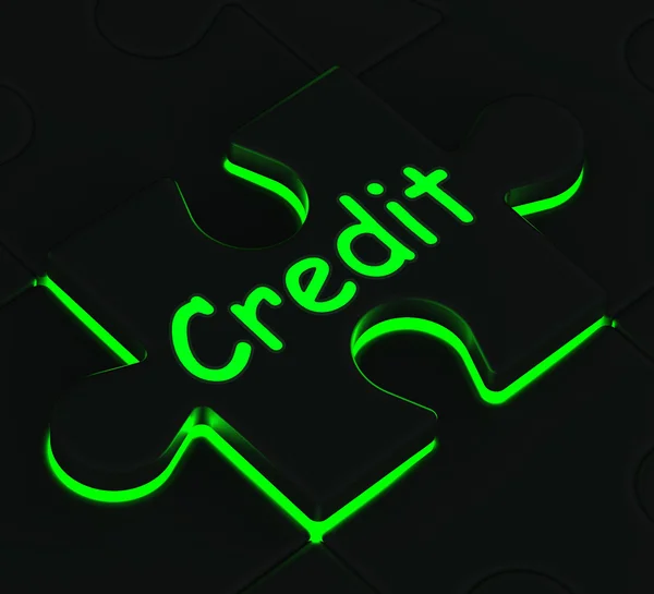 Quebra-cabeça de crédito mostrando compras e compras — Fotografia de Stock
