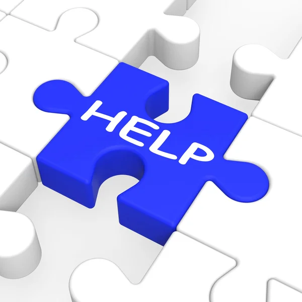 Hilfe-Puzzle zeigt Unterstützung und Rat — Stockfoto