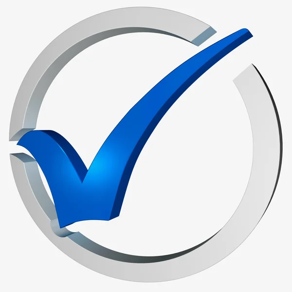 Blue Tick Circled Shows Checked and Verified — Stock Photo, Image