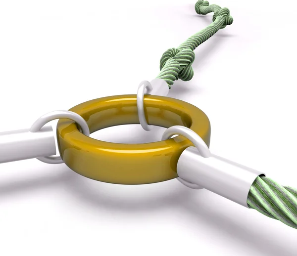 Gold Link Shows Attached Connection — Stock Photo, Image