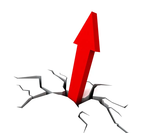 Red Upward Arrow Shows Breakthrough — Stock Photo, Image