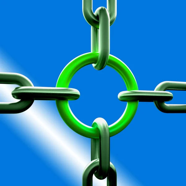 Green Chain Link Shows Strength Security — Stock Photo, Image