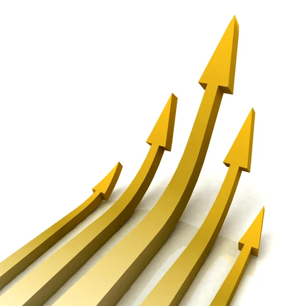 5 Gold Arrows Shows Progress Target — Stock Photo, Image