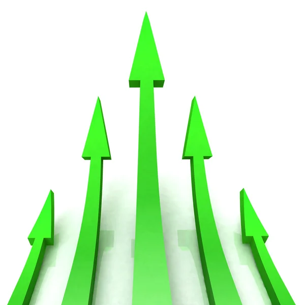 5 Green Arrows Shows Progress Target — Stock Photo, Image