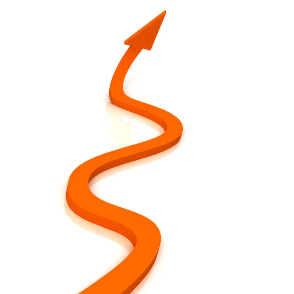 Orangefarbener Wellenpfeil zeigt Erfolg — Stockfoto