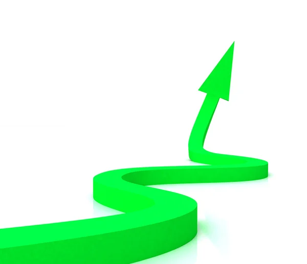 Green Wavy Arrow Shows Success — Stock Photo, Image