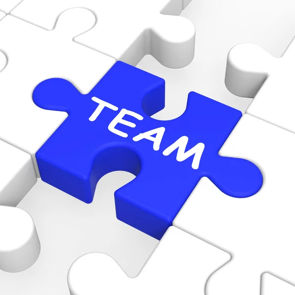 Team Puzzle Shows Team Work — Stock Photo, Image