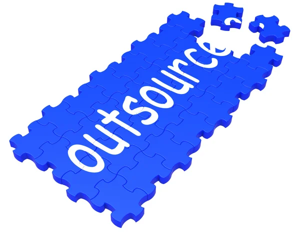 Outsource Puzzle Mostrando subcontrato y empleo —  Fotos de Stock