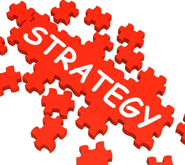 Strategia Puzzle mostrando piani e tattiche — Foto Stock