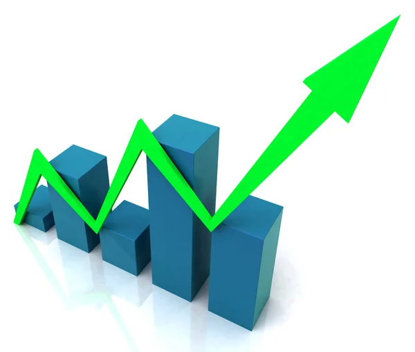 Line Against Bar Chart Shows Actual Against Budget — Stock Photo, Image