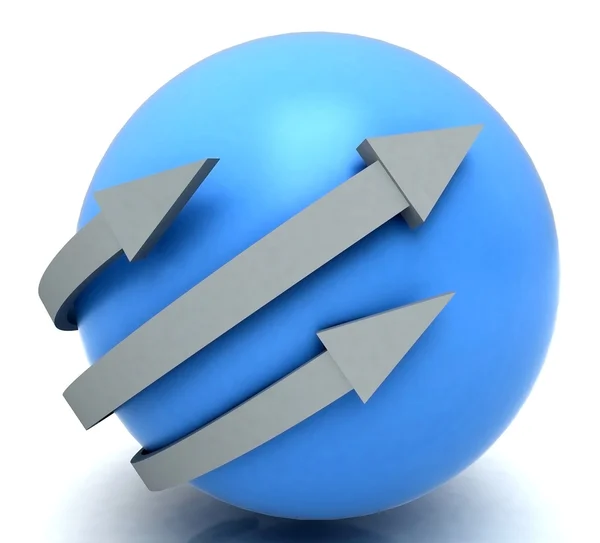 Arrows Blue Sphere Shows Direction — Stock Photo, Image