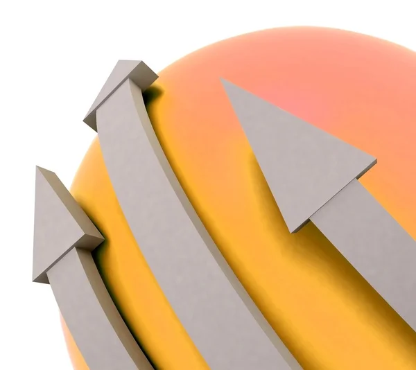 Pfeile orange Kugel zeigt Richtung — Stockfoto