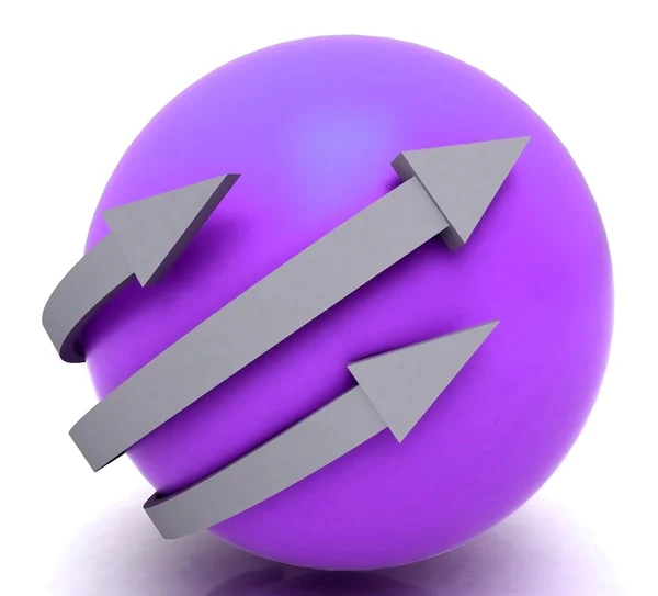 Flèches Sphère violette montre la direction — Photo