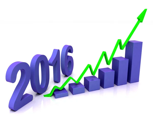 Blaue Balkendiagramm für 2016 zeigt den Haushalt — Stockfoto