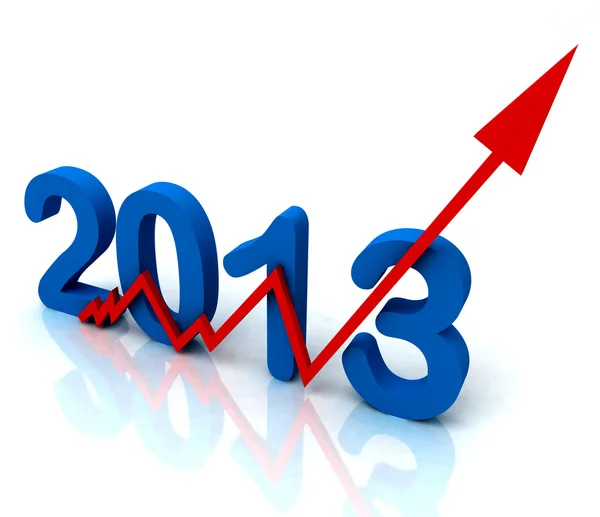 Angled 2013 Red Arrow Shows Sales For Year — Stock Photo, Image