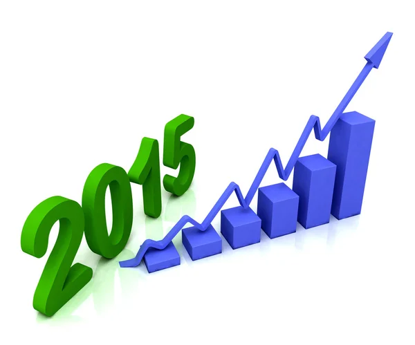 Gráfico de barras azuis 2015 mostra orçamento — Fotografia de Stock