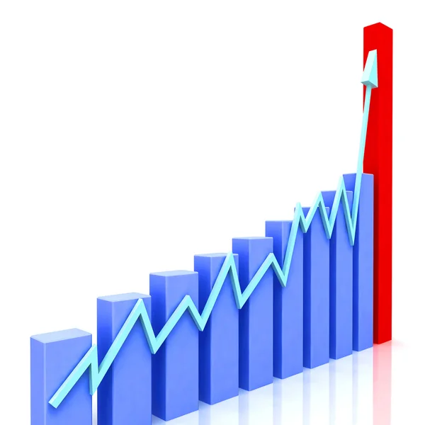 Graph at Angle Shows Budgeted Progress Against Actual — Stock Photo, Image