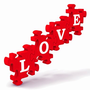 Love Puzzle Showing Couples In Love clipart