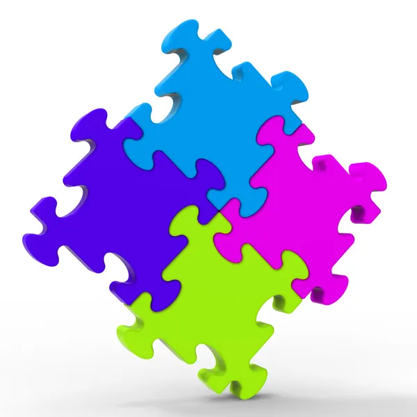 Multicolored Puzzle Square Shows Unity — Stock Photo, Image