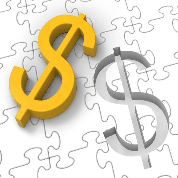Dollar Puzzle Showing Revenues And Investments — Stock Photo, Image