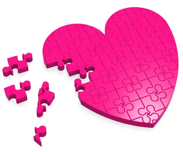 Unfinished Heart Puzzle Showing Love — Stock Photo, Image