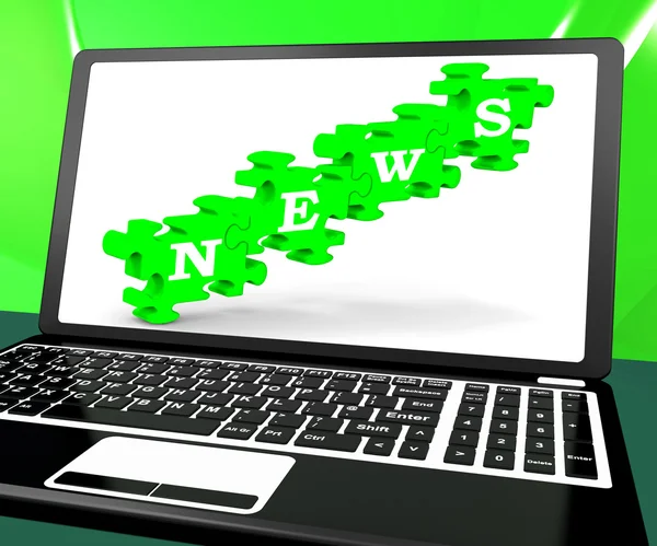 News On Laptop Shows Newsletters — Stock Photo, Image