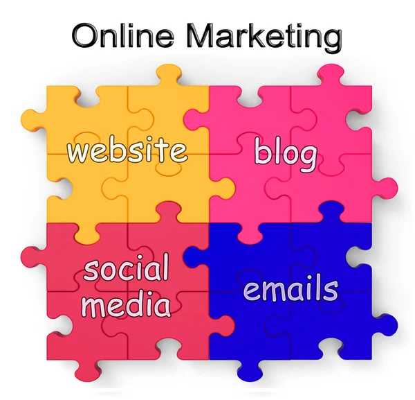 Puzzle de marketing online muestra sitios web y blogs — Foto de Stock