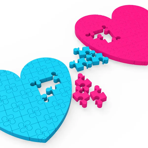 Two 3D Hearts Showing Romantic Gestures — Stock Photo, Image