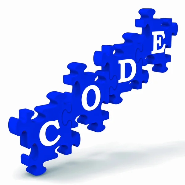 Codice Puzzle che mostra codifica o codifica — Foto Stock