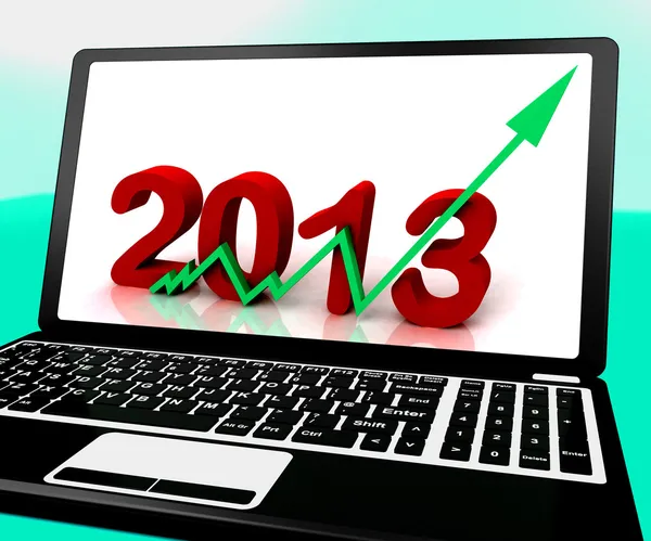 2013 Going Up On Laptop Shows Next Year's Sales — Stock Photo, Image