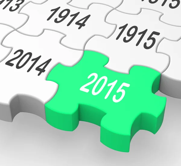 2015 puzzel stuk toekomstige businessplannen weergegeven: — Stockfoto