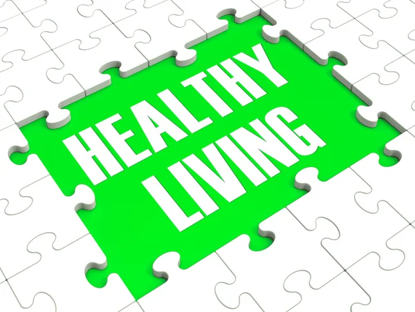 Healthy Living Puzzle Showing Healthy Diet — Stock Photo, Image