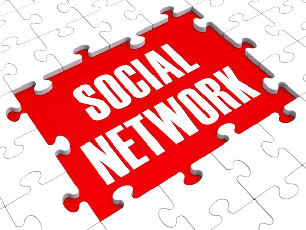 Sosyal ağ bulmaca sanal etkileşimleri gösterir — Stok fotoğraf