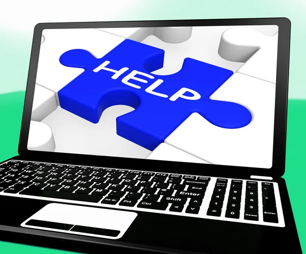 Help Puzzle On Laptop Shows Support — Stock Photo, Image