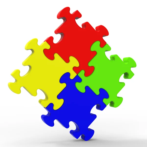 Multicolorido Puzzle Square Mostrando União — Fotografia de Stock