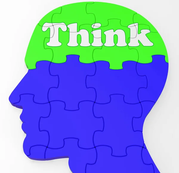 Pensar perfil cerebral mostra conceito de ideias — Fotografia de Stock