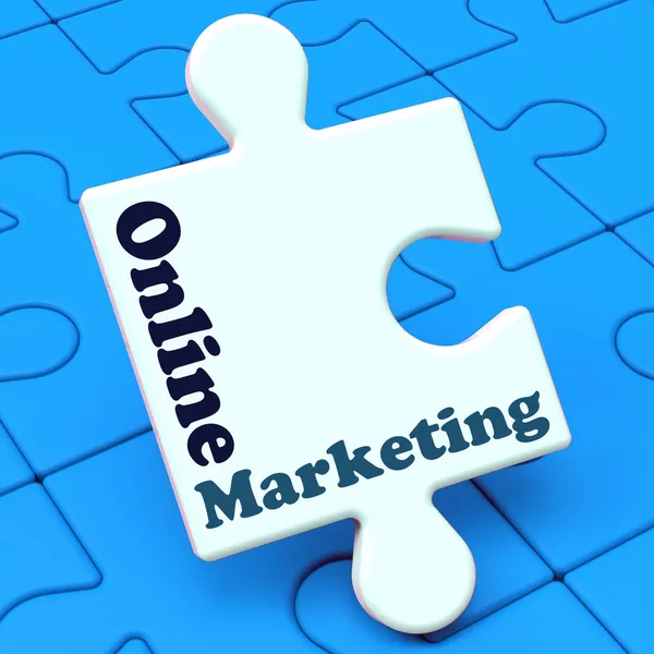 Marketing Online Mostra Estratégias e Desenvolvimento da Internet — Fotografia de Stock