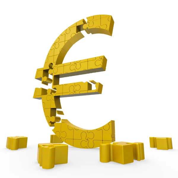 欧元符号显示的钱投资在欧洲ευρώ σημάδι δείχνει την επένδυση χρημάτων στην Ευρώπη — 图库照片