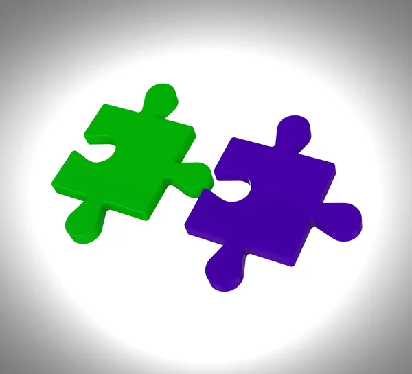 Puzzle Pieces Shows Teamwork Connection Solution — Stock Photo, Image