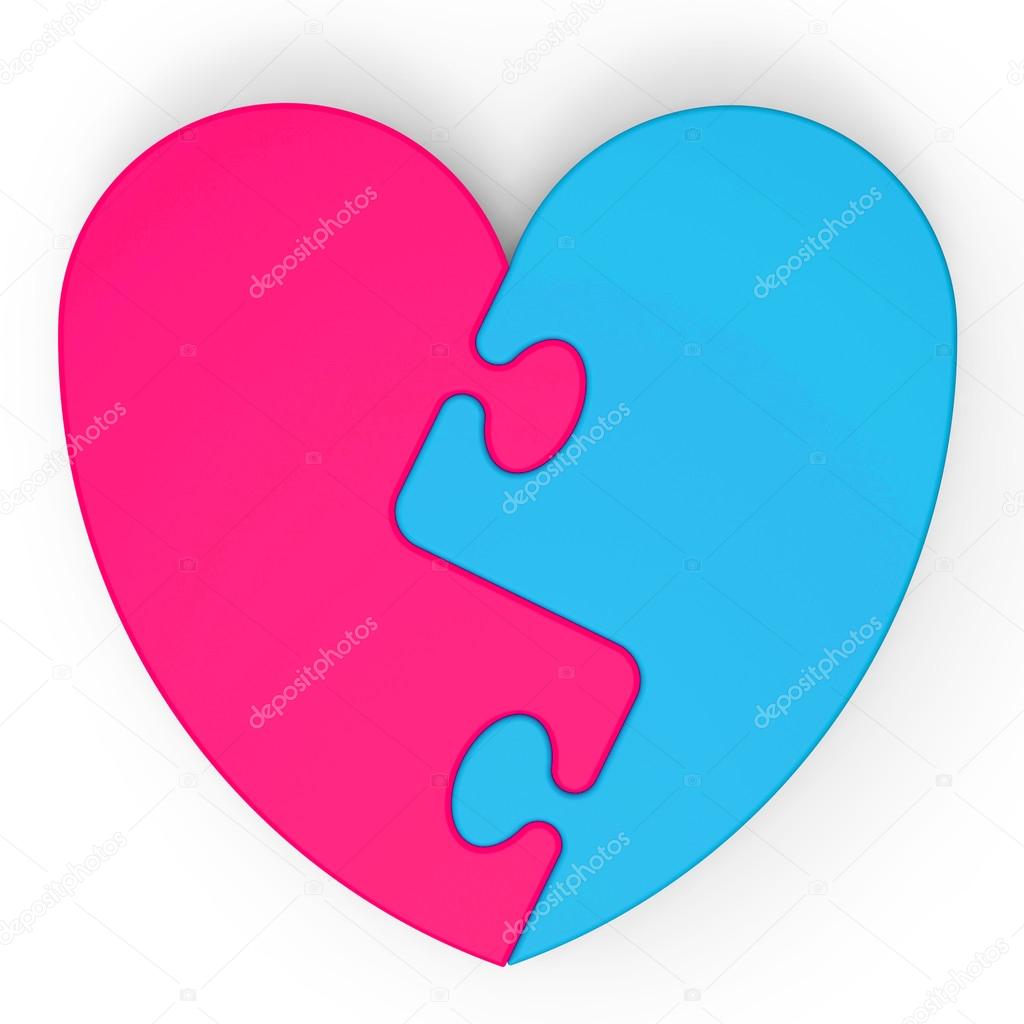 Two-Colored Heart Puzzle Shows Marriage Proposal