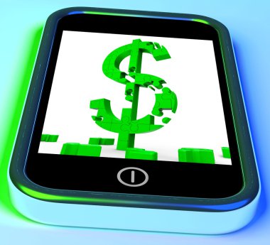 Birleşik belirtilen kazanç dolar sembol smartphone üzerinde gösterir
