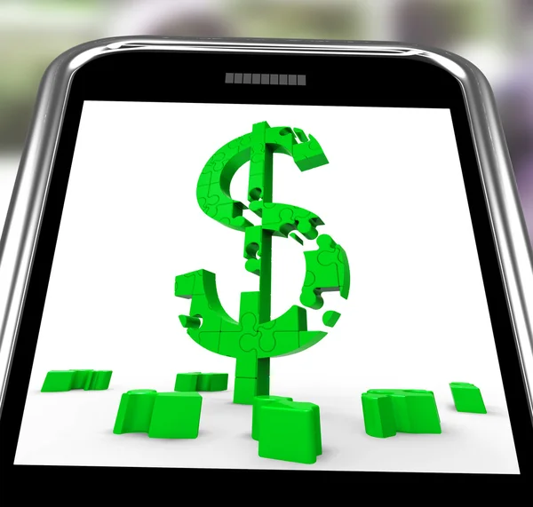 Dollar Symbol On Smartphone Showing American Bucks — Stock Photo, Image