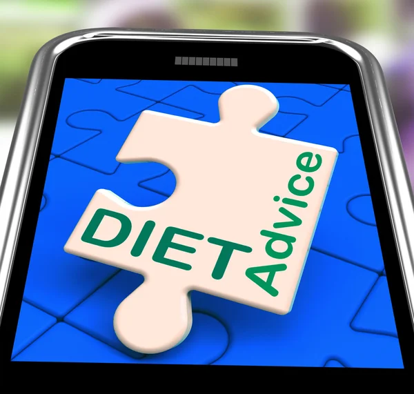 Consigli dietetici su smartphone che mostrano diete sane — Foto Stock