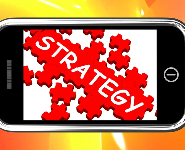 Strategie op smartphone strategische visie tonen — Stockfoto