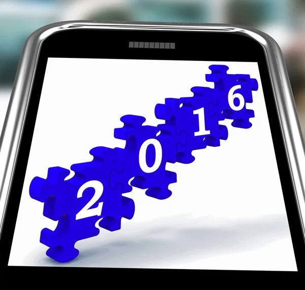 2016 auf dem Smartphone zeigt Zukunftstechnologie — Stockfoto