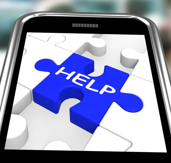 Help On Smartphone Showing Assistance Messages — Stock Photo, Image