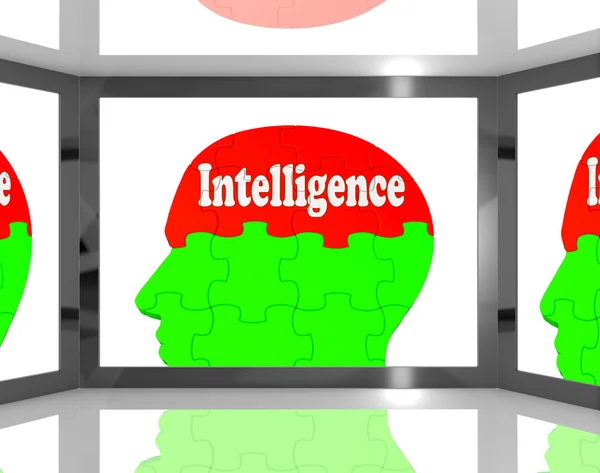 Intelligence On Brain On Screen Showing Human Knowledge — Stock Photo, Image
