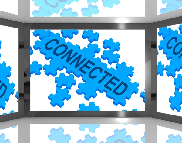 Connected On Screen Shows Global Networking — Stock Photo, Image
