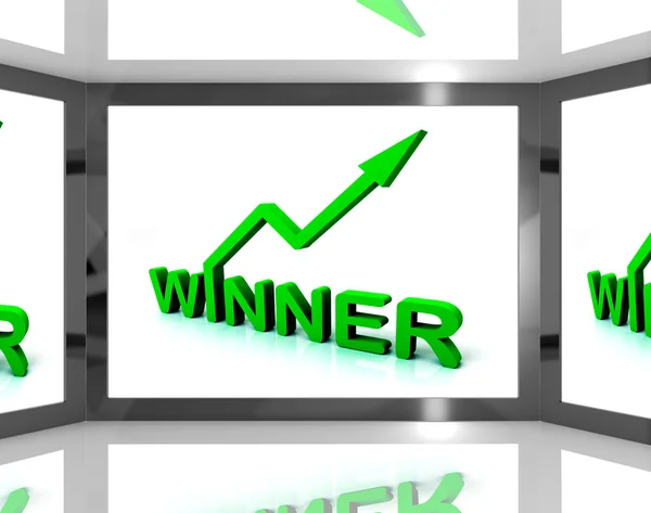 Ganador en pantalla muestra victoria —  Fotos de Stock